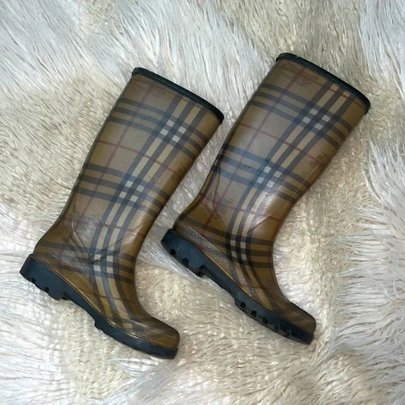 Burberry Horseferry Check Pattern Rubber Rain Boots - Picture 3 of 7